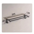 Bathroom Towel Rack and Foldable Double Towel Shelf Wall Mo